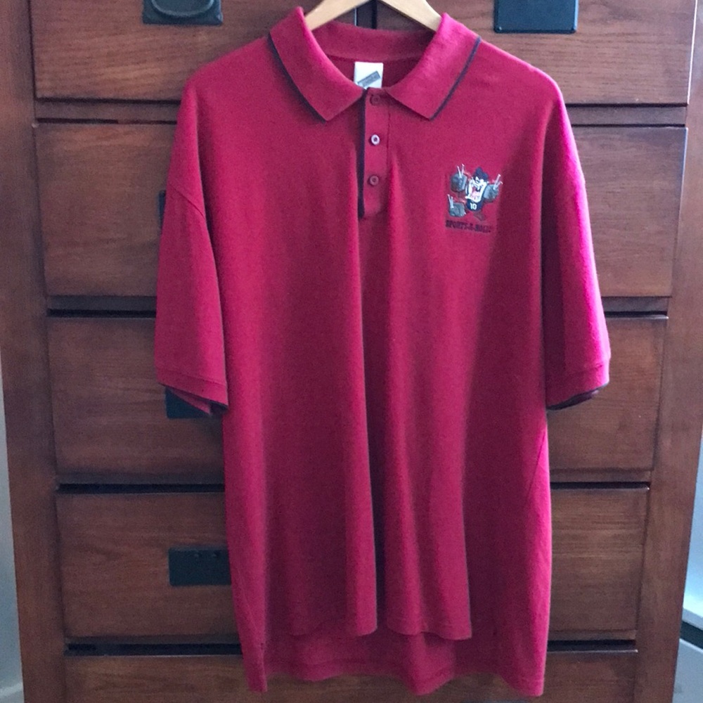 Mens Size XL, Vintage Red Tas Devil Sports-a-Holic Golf Polo Warner Bros Store